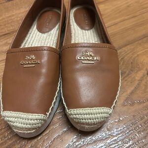 Coach Tan Leather Espadrille Flats